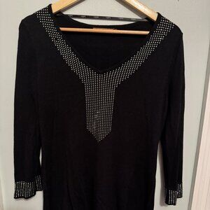 Belldini Women's Black Sweater with Rhinestone Accent